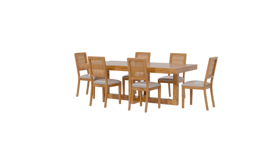 Stylish Wooden Dining Set 3D - Professional 3D Model Render 6