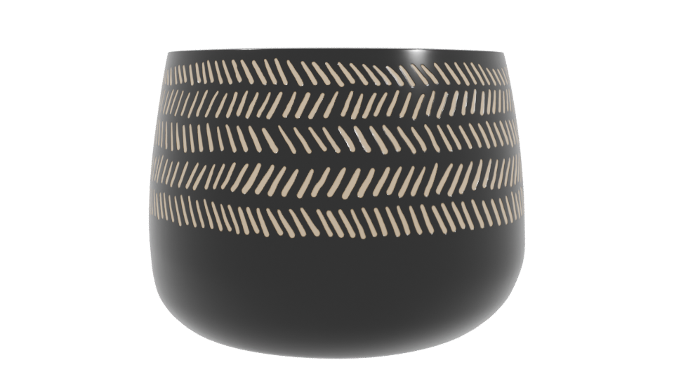 Stylish Ceramic Planter with Modern Cutout Design - Professional 3D Model Render 3