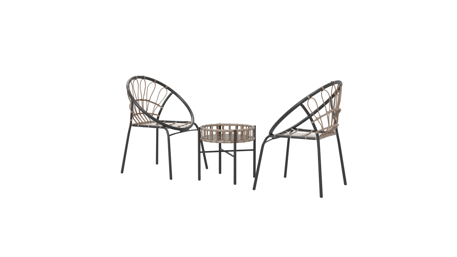 Modern Rattan Chair Set 3D - Professional 3D Model Render 6