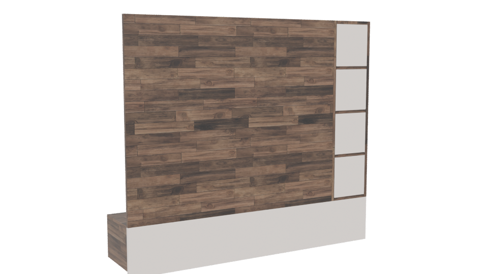 Stylish Wooden Wall Unit 3D - Professional 3D Model Render 4