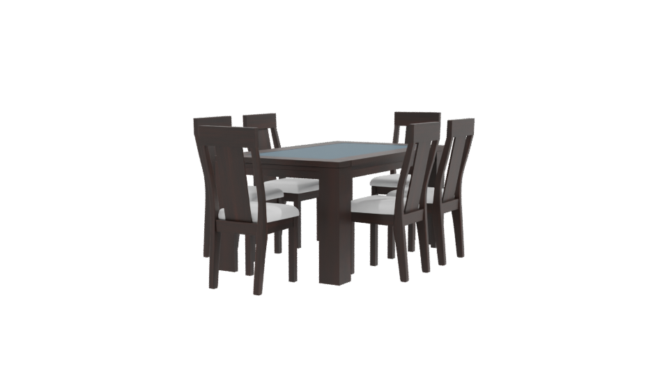 Elegant Modern Wooden Dining Table with Chairs - Professional 3D Model Render 9