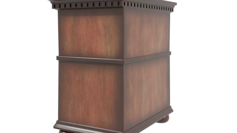 Vintage Wooden Nightstand Model - Professional 3D Model Render 3
