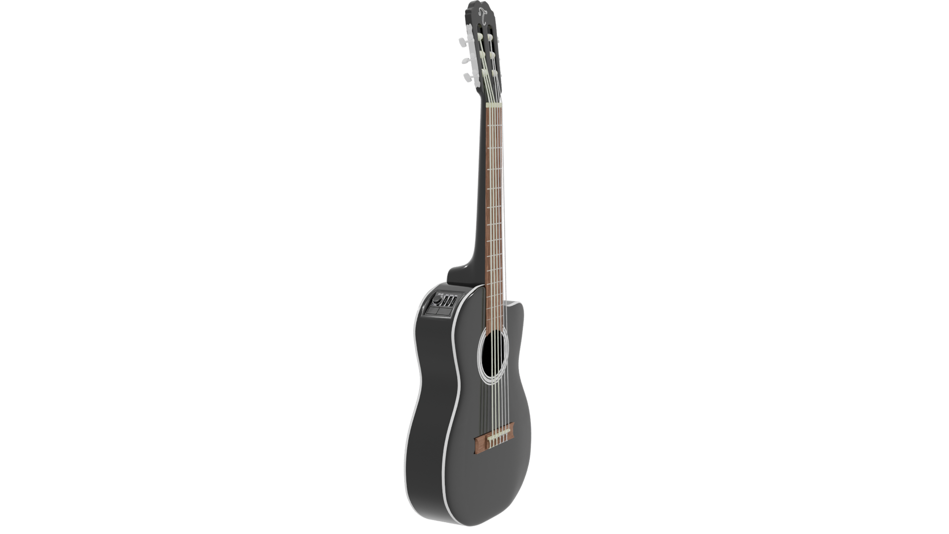 Stylish Black Acoustic Guitar 3D Model - Professional 3D Model Render 9