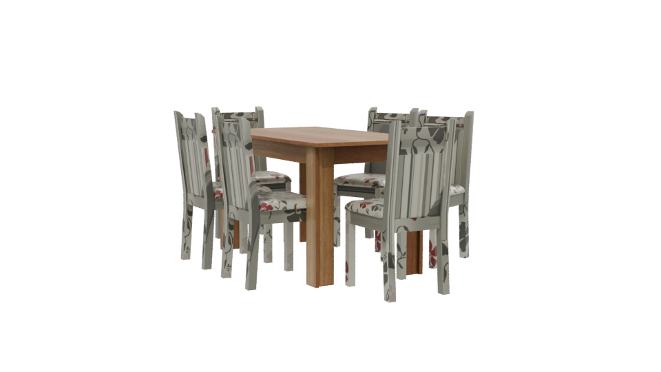 Stylish Wooden Dining Table Set - Professional 3D Model Render 13
