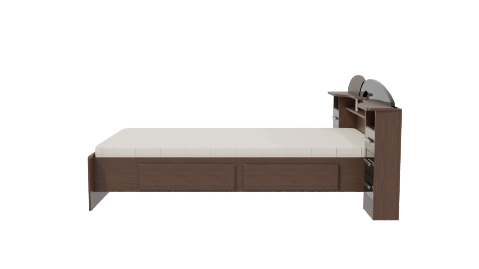 Contemporary Wooden Bed 3D Model - Professional 3D Model Render 2
