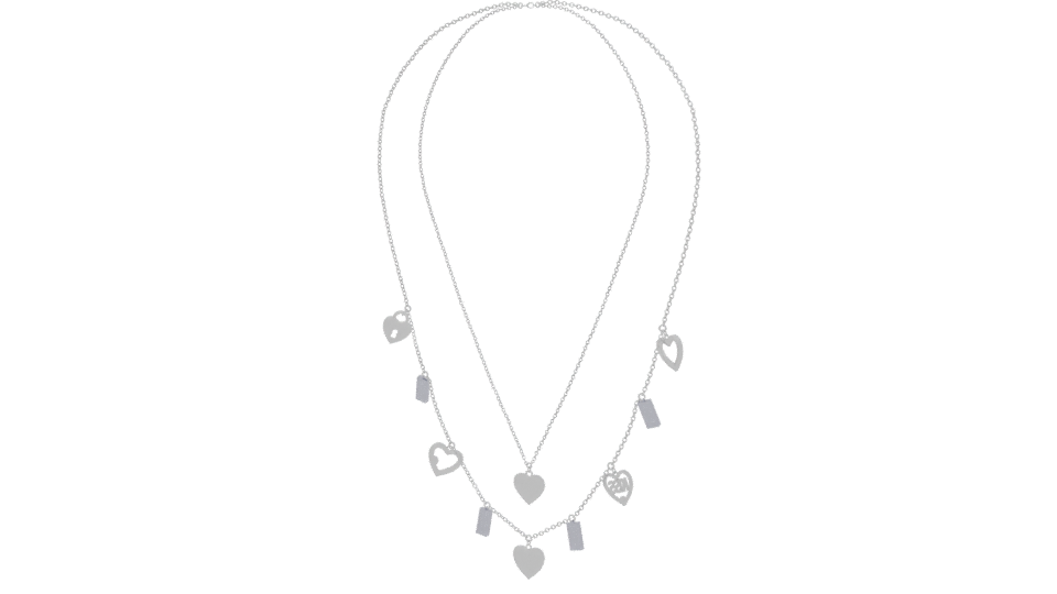 Stylish Double Layer Heart Necklace - Professional 3D Model Render 6