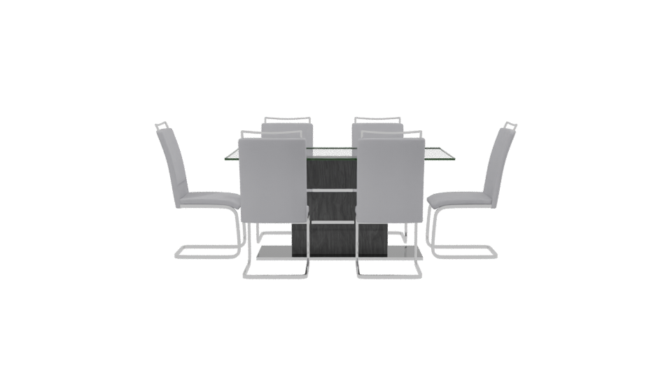 Modern Glass Dining Table Set - Professional 3D Model Render 2