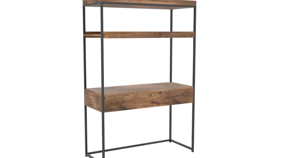 Rustic Wooden Shelf Unit 3D - Professional 3D Model Render 10
