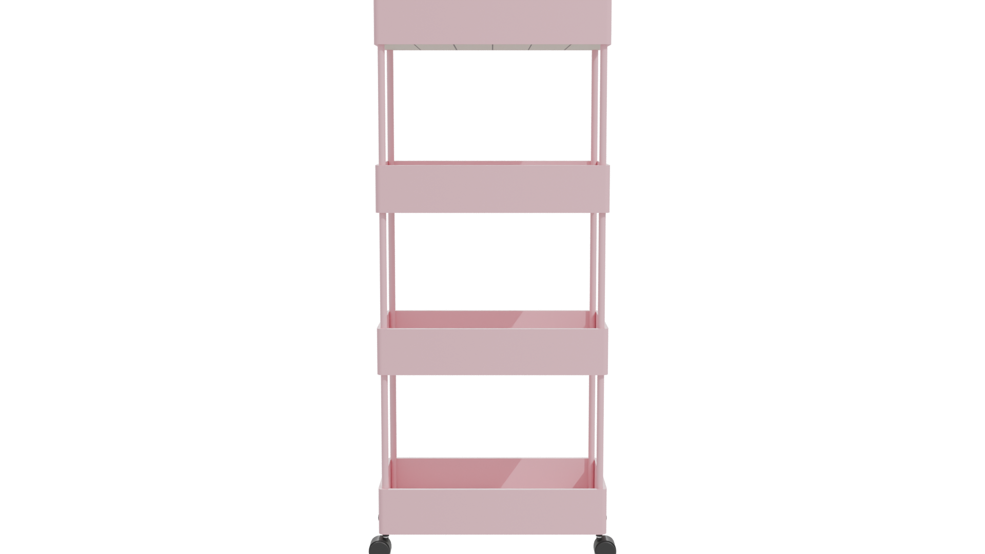 Pink 4-Tier Storage Cart 3D - Professional 3D Model Render 11