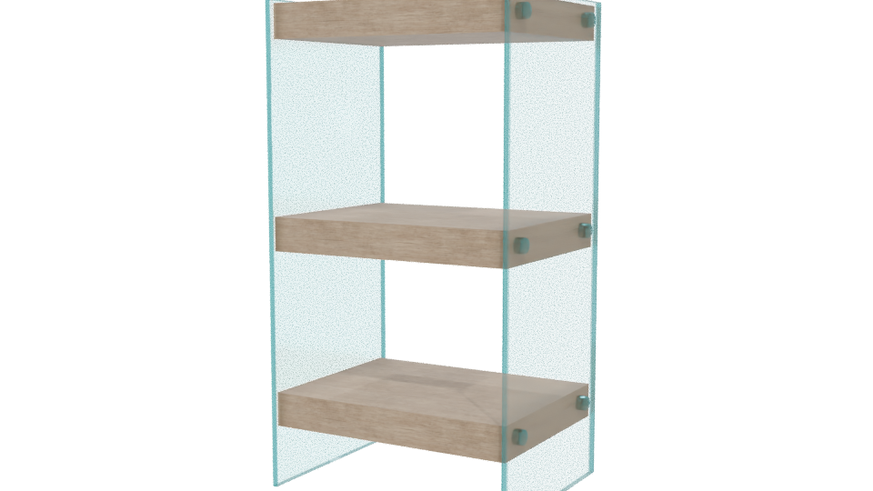 Minimalist Glass Wooden Shelf - Professional 3D Model Render 12