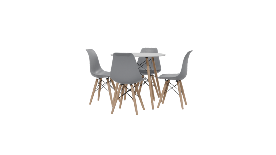 Modern Round Table and Chairs Set - Professional 3D Model Render 13