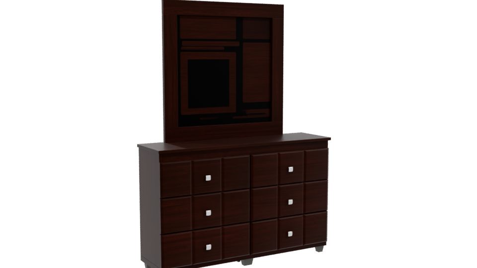Modern Bedroom Dresser and Mirror - Professional 3D Model Render 10