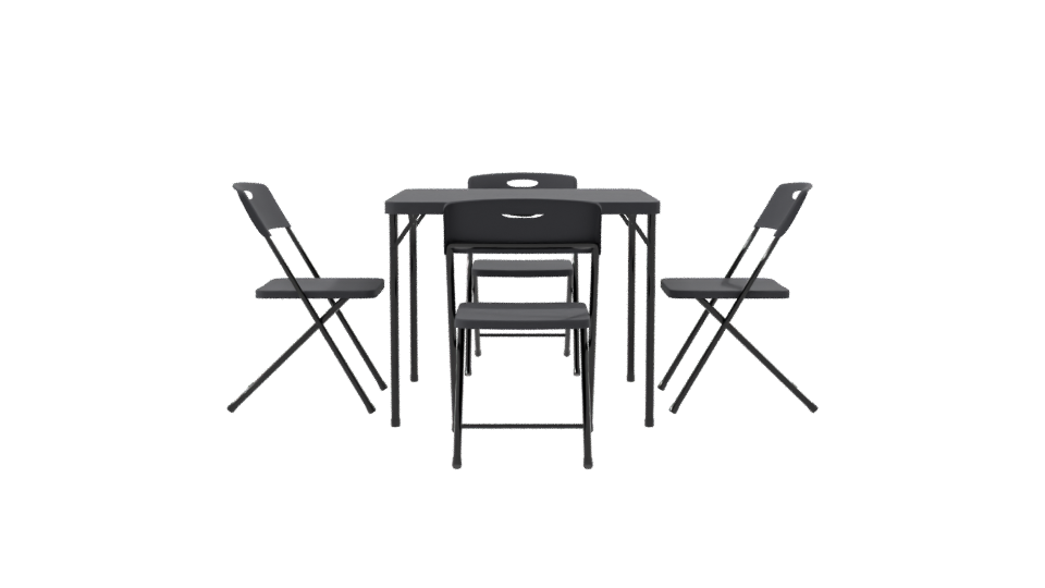Minimalist Folding Table Set 3D - Professional 3D Model Render 8