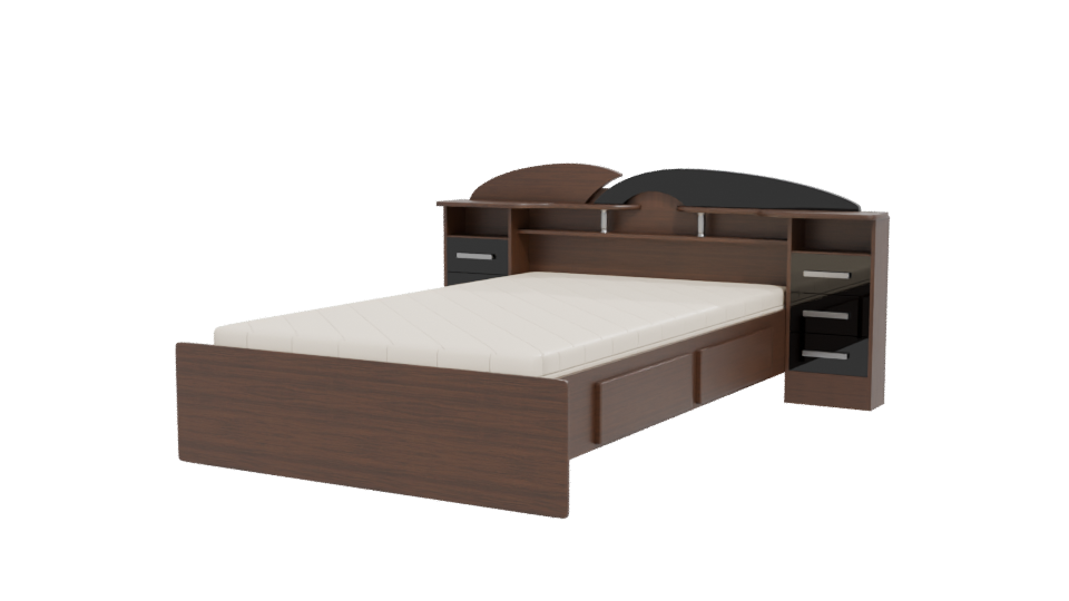 Contemporary Wooden Bed 3D Model - Professional 3D Model Render 12