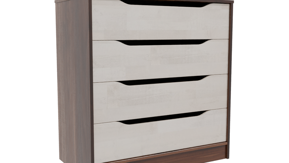 Contemporary Wood and Matte Dresser 3D Model - Professional 3D Model Render 10