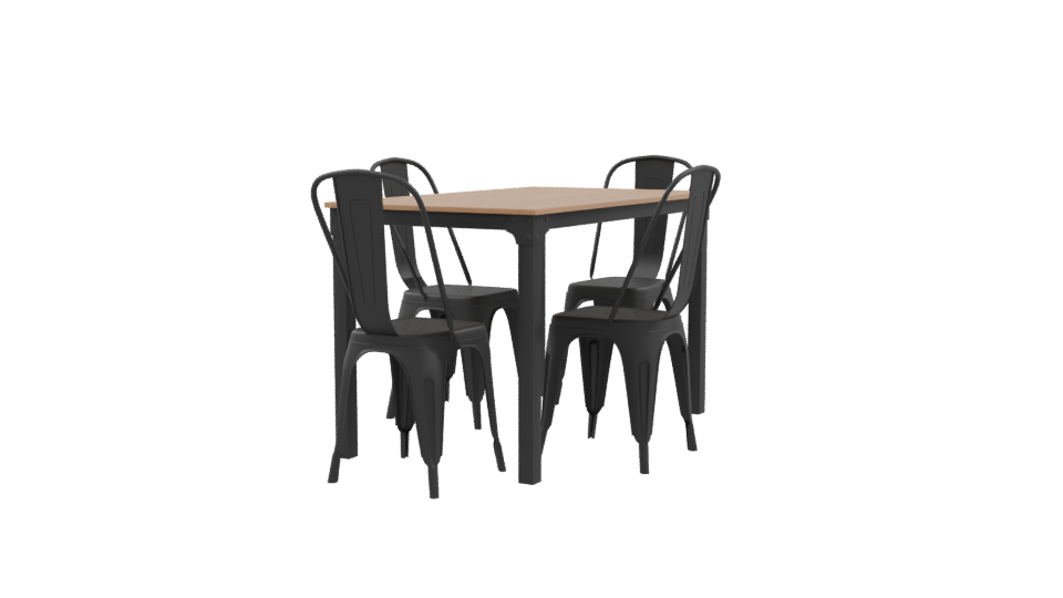 Stylish Wooden Dining Table Set - Professional 3D Model Render 9