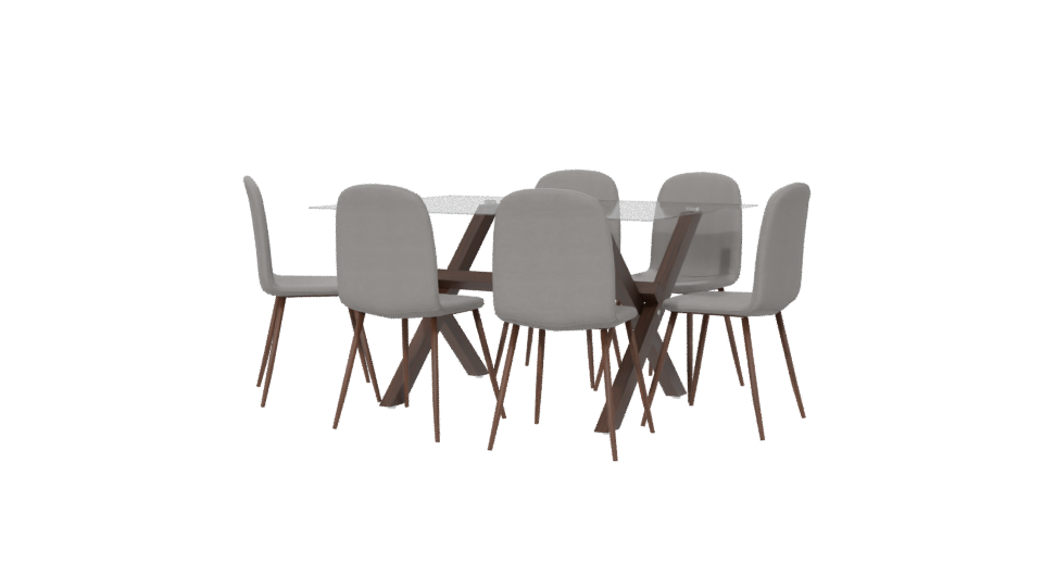 Stylish Glass Top Dining Set - Professional 3D Model Render 6