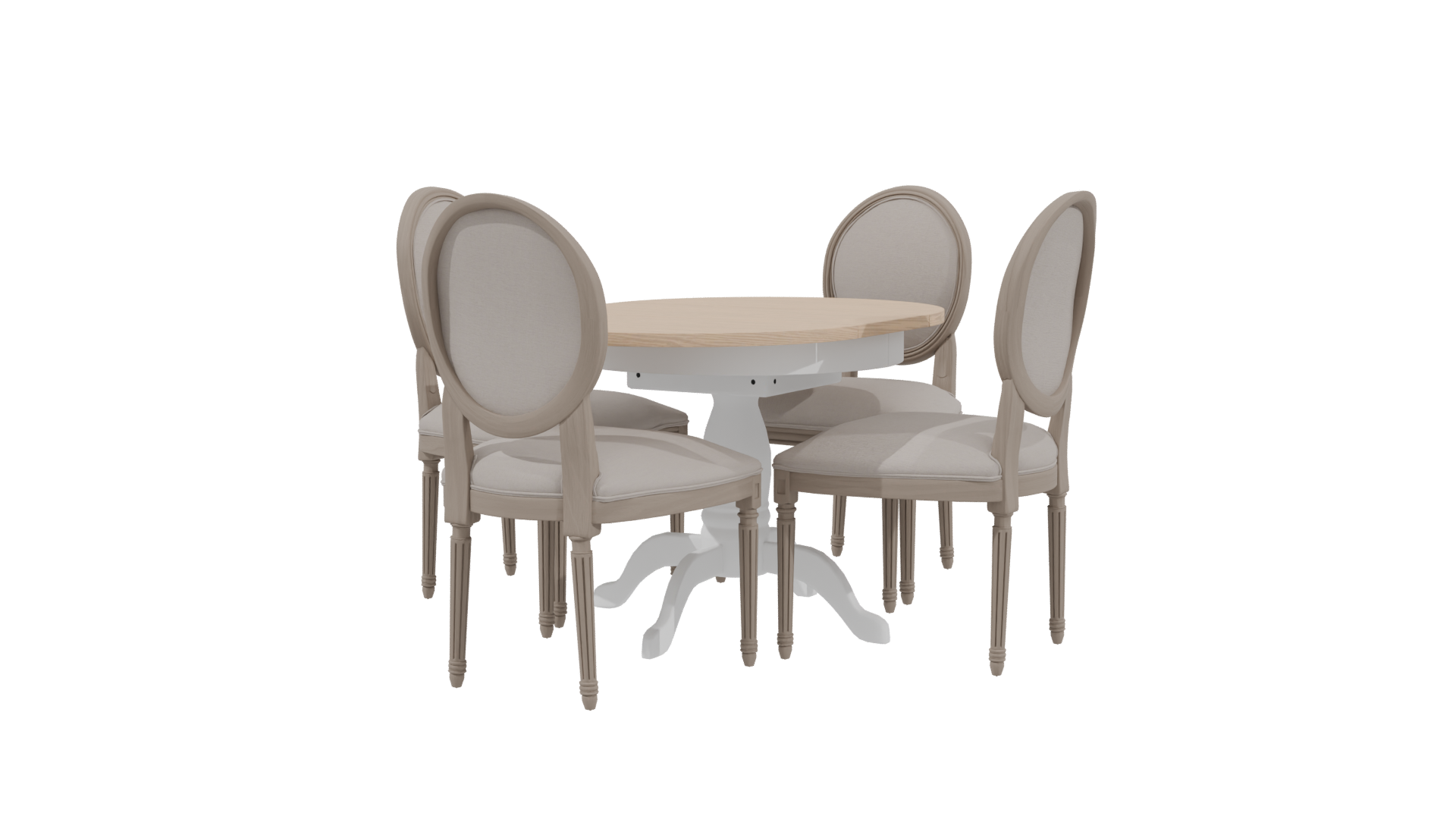 Elegant Round Dining Table with Upholstered Chairs 3D Model - Professional 3D Model Render 3