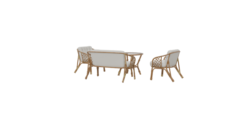 Elegant Rattan Furniture Set 3D - Professional 3D Model Render 6