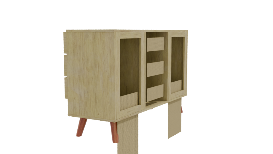 Vintage Wooden Sideboard 3D Model - Professional 3D Model Render 9