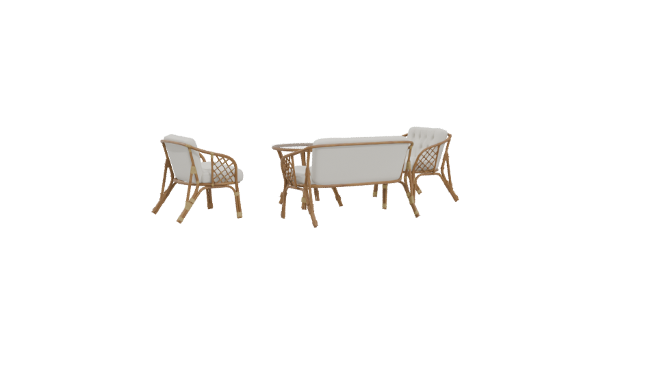 Elegant Rattan Furniture Set 3D - Professional 3D Model Render 4