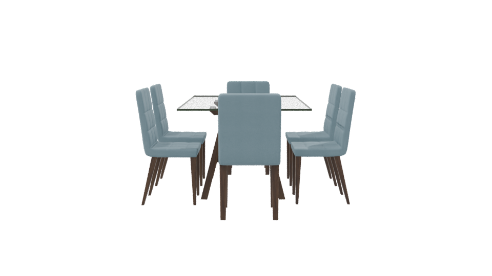 Stylish Glass Dining Table Set - Professional 3D Model Render 8