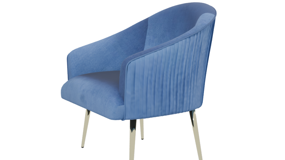Stylish Blue Velvet Chair Model - Professional 3D Model Render 13