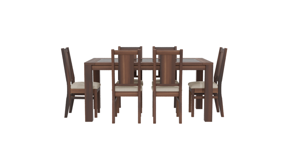Stylish Wooden Dining Table Set - Professional 3D Model Render 5
