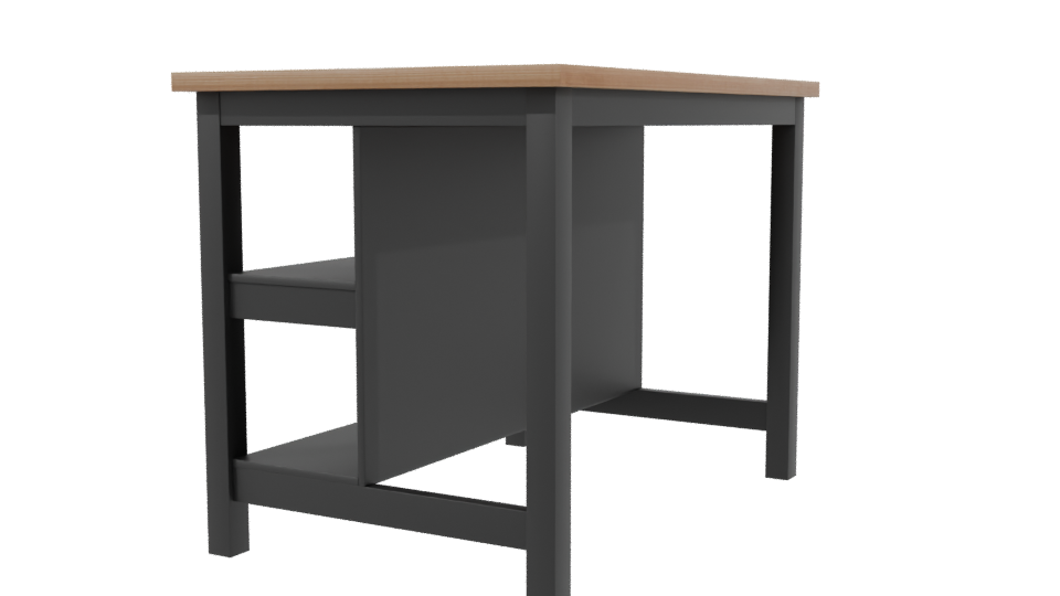 Industrial Metal and Wood Storage Table 3D Model - Professional 3D Model Render 3