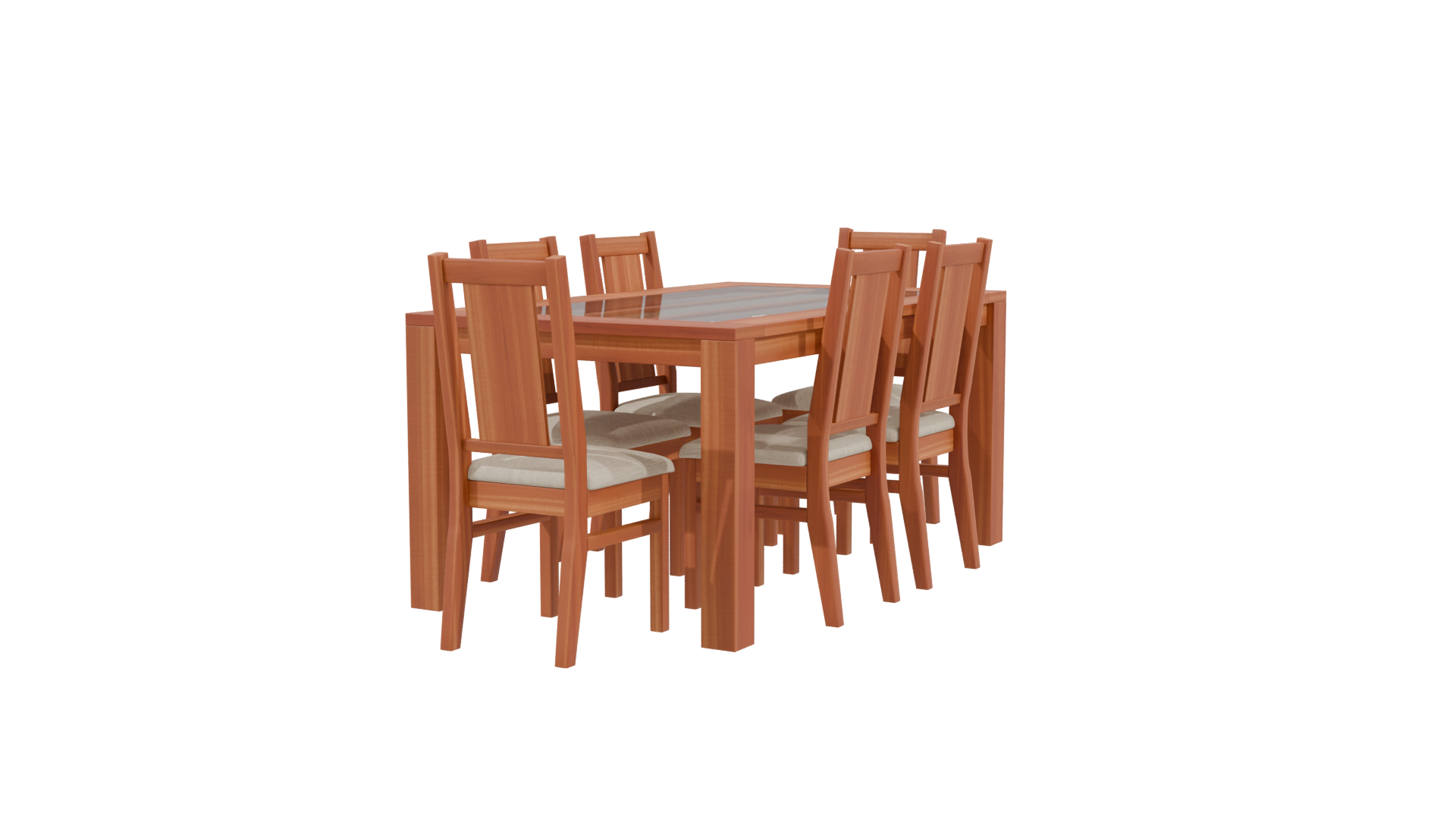 Elegant Wooden Dining Set 3D - Professional 3D Model Render 12