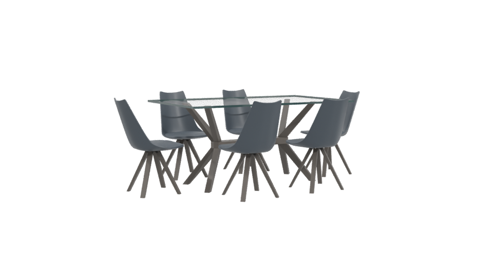 Glass Dining Table Set 3D - Professional 3D Model Render 4