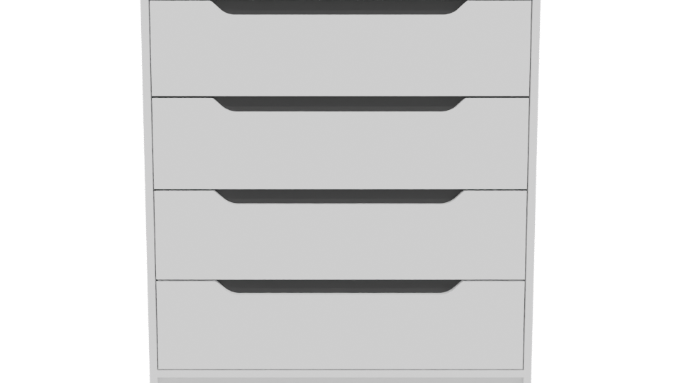 Modern White 4-Drawer Dresser 3D - Professional 3D Model Render 11
