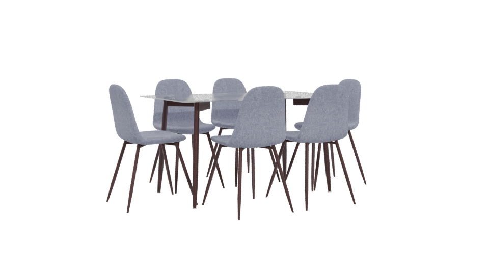 Modern Glass Dining Table Set - Professional 3D Model Render 4
