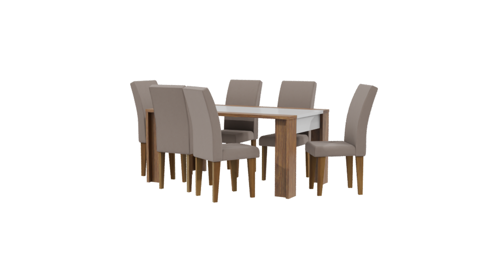 Stylish Wooden Dining Table Set - Professional 3D Model Render 3
