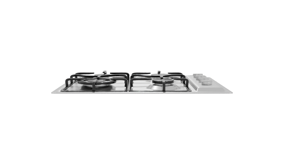 4-Burner Gas Cooktop Model 3D - Professional 3D Model Render 11