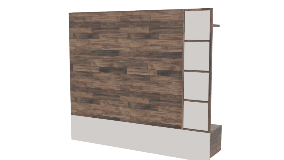 Stylish Wooden Wall Unit 3D - Professional 3D Model Render 6