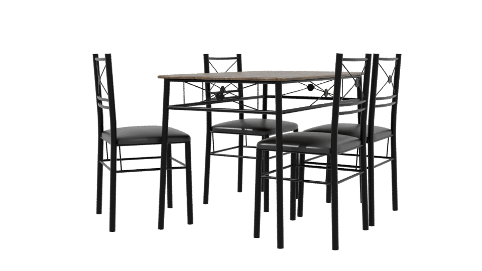 Stylish Wooden Dining Table Set - Professional 3D Model Render 3