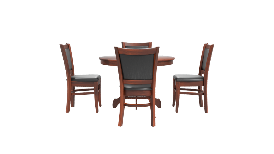 Stylish Round Wooden Dining Set - Professional 3D Model Render 11