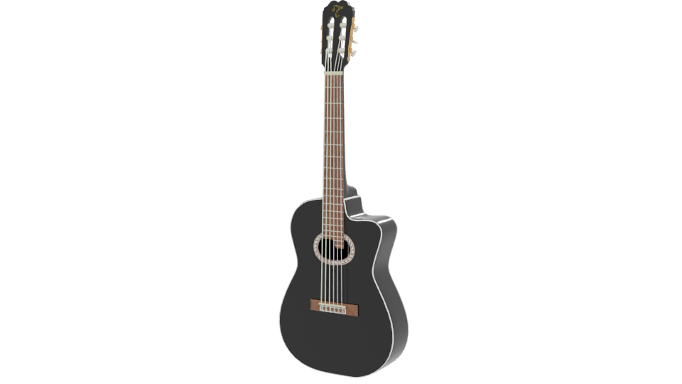 Stylish Black Acoustic Guitar 3D Model - Professional 3D Model Render 12