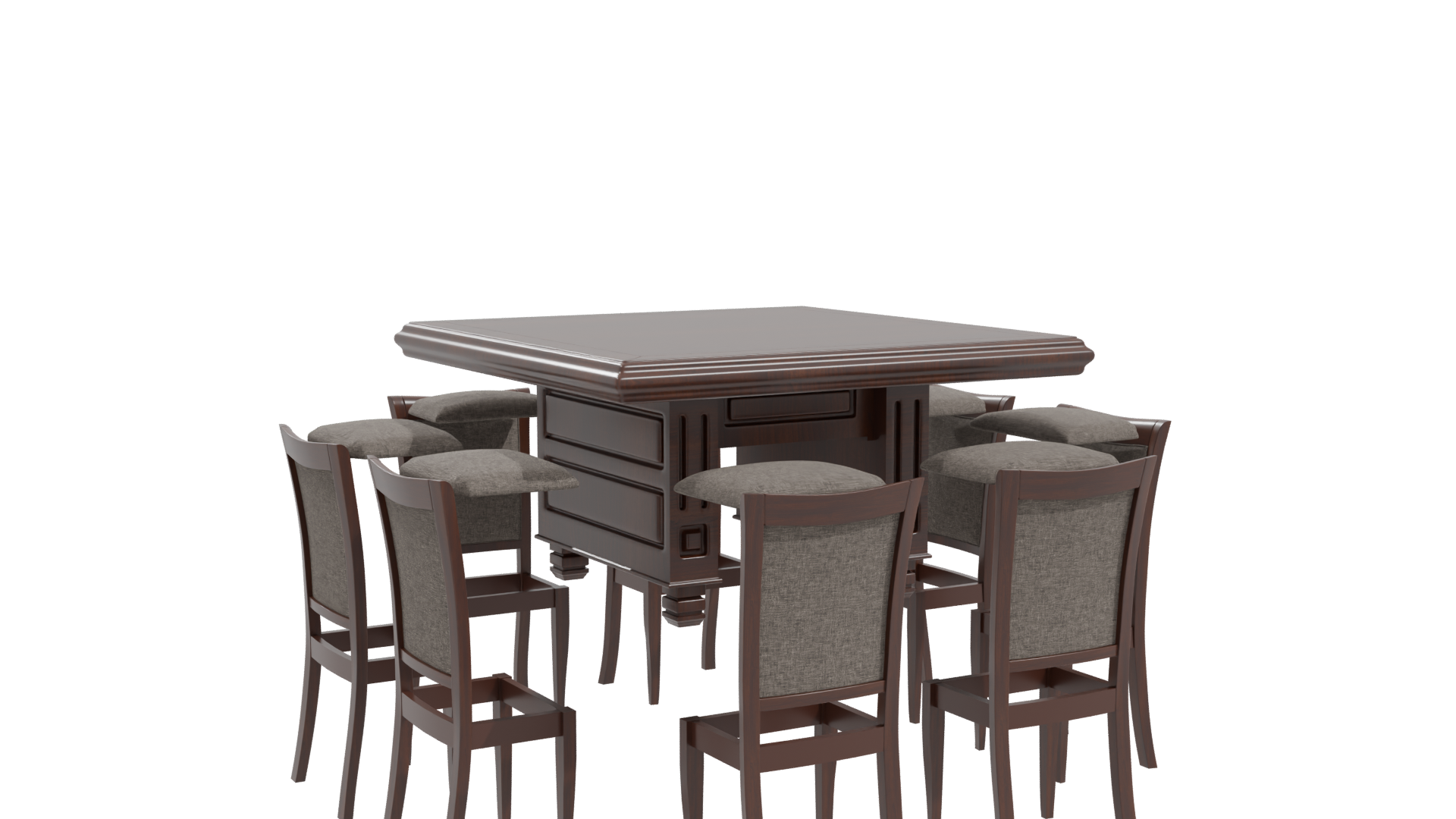Elegant Wooden Dining Set 3D - Professional 3D Model Render 10