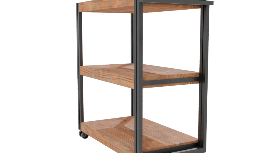 Industrial Wooden Shelf Rack 3D - Professional 3D Model Render 7