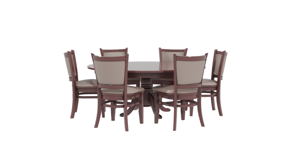 Elegant Round Dining Table with Chairs 3D Model - Professional 3D Model Render 4