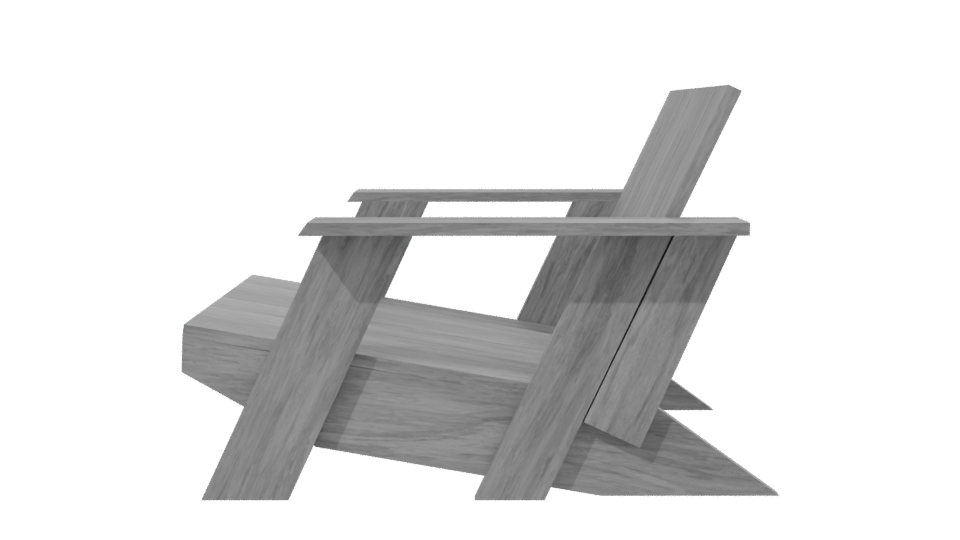 Stylish Outdoor Wooden Lounge Chair - Professional 3D Model Render 2
