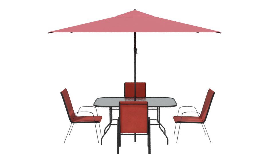 Stylish Outdoor Dining Set with Umbrella 3D Model - Professional 3D Model Render 2
