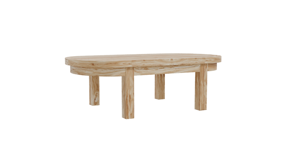 Stylish Oval Wooden Dining Table - Professional 3D Model Render 10
