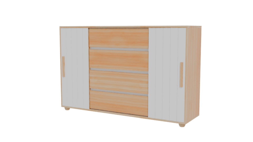 Modern Wooden Storage Cabinet Model - Professional 3D Model Render 12