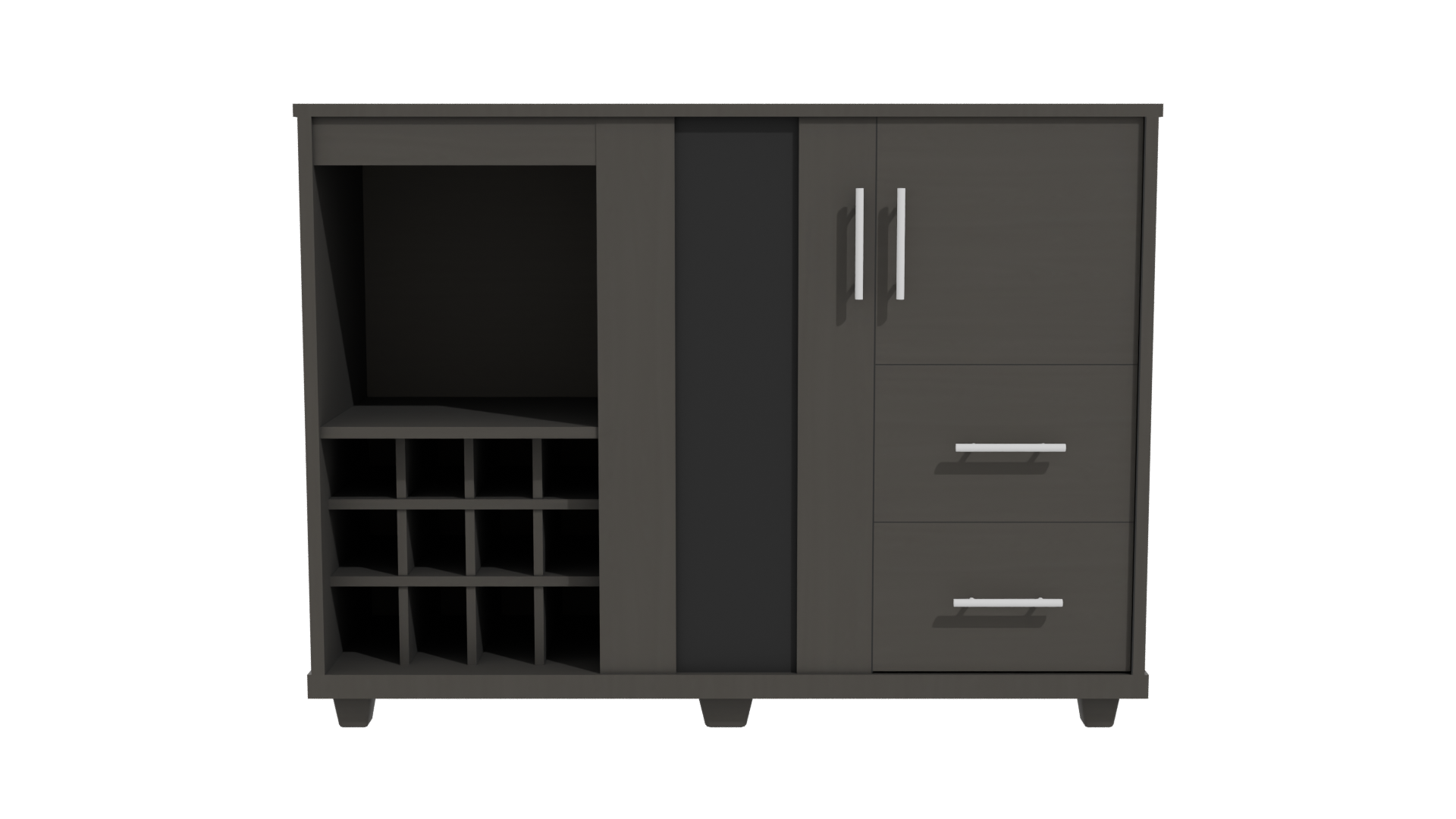 Contemporary Wooden Cabinet with Glass Doors 3D Model - Professional 3D Model Render 11