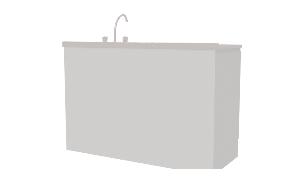 Minimalist Kitchen Sink Unit 3D - Professional 3D Model Render 6