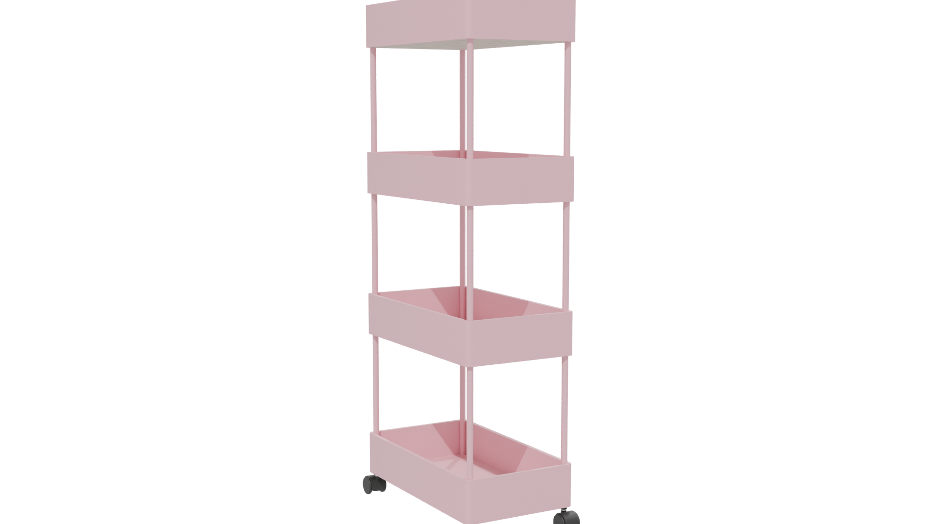 Pink 4-Tier Storage Cart 3D - Professional 3D Model Render 13