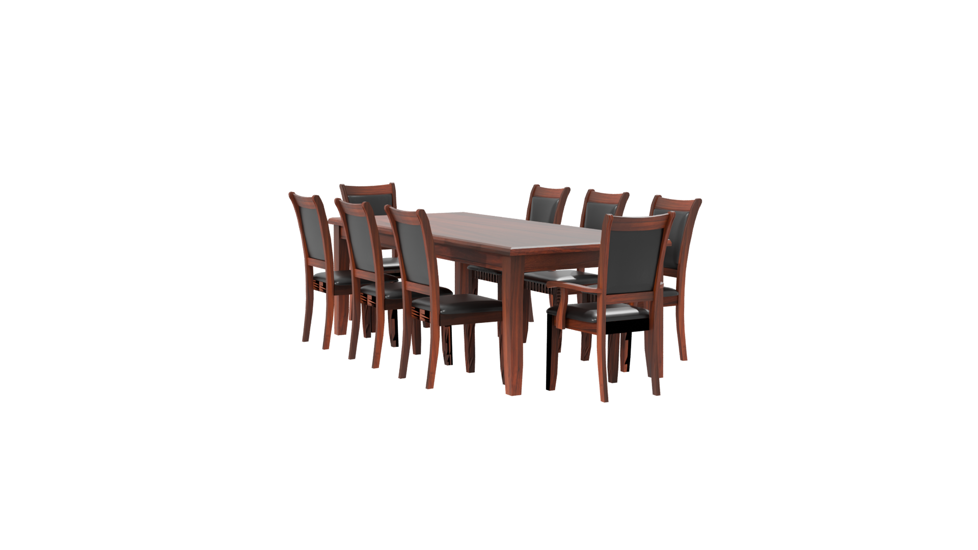 Elegant Rectangular Wooden Dining Table Set 3D Model - Professional 3D Model Render 7